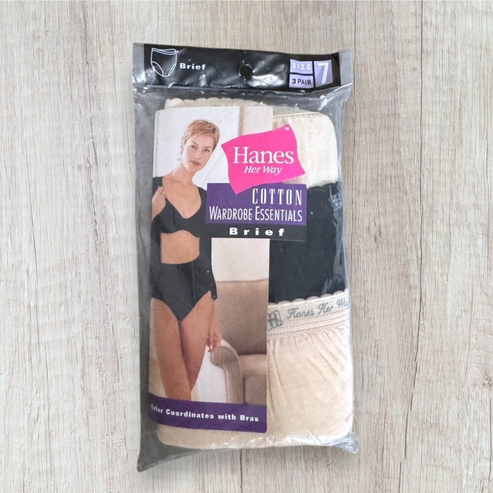 Vintage 90s Hanes Her Way NOS Cotton Briefs 3 Pack Sealed Size 7 USA